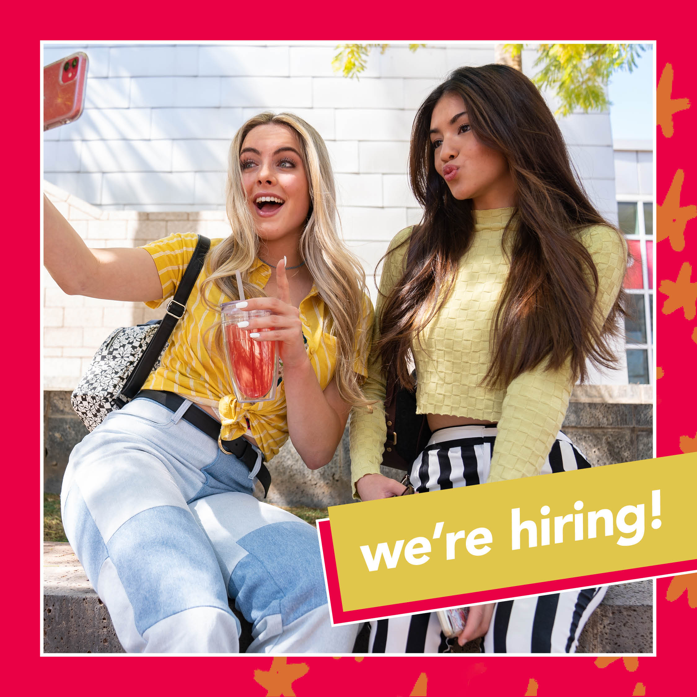 two teenagers smiling and laughing